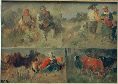 Samlingsbild: fyra lantliga scener av Wilhelm Busch