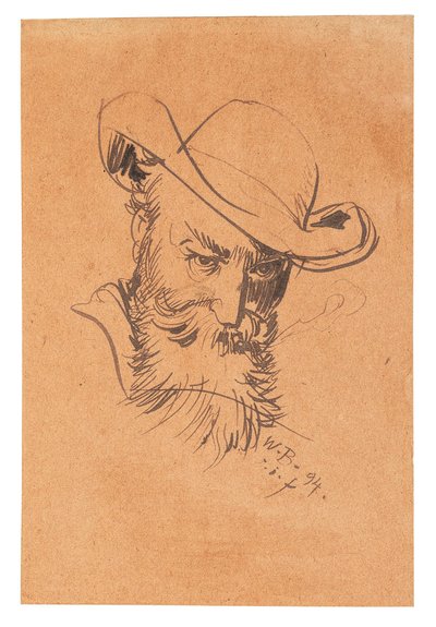 Självporträtt med hatt, 1894. av Wilhelm Busch