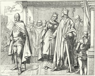 Ernest II, hertig av Schwaben, före kung Conrad II av Tyskland efter att ha gjort uppror mot honom av Wilhelm Camphausen