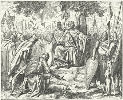 Underkastelse av de sachsiska prinsarna till den helige romerske kejsaren Henrik IV vid Spira efter deras nederlag i slaget vid Langensalza av Wilhelm Camphausen