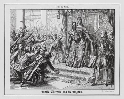 Ungrarna hyllar Maria Theresia som sin drottning av Wilhelm Camphausen