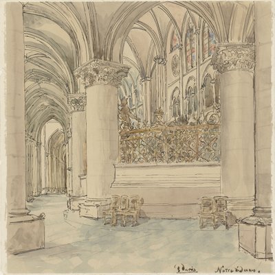 Interiör av Notre-Dame i Paris av Wilhelm Cornelis Bauer