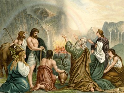 Noaks tackoffer (färg litho) av Wilhelm Ebbinghaus