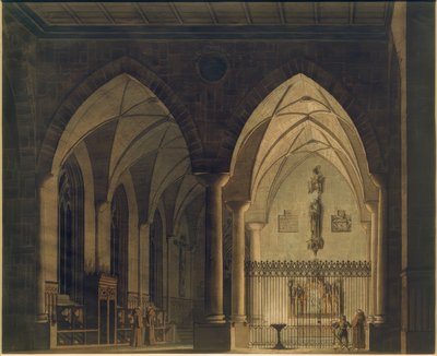 Gotisk kyrka interiör av Wilhelm Gail