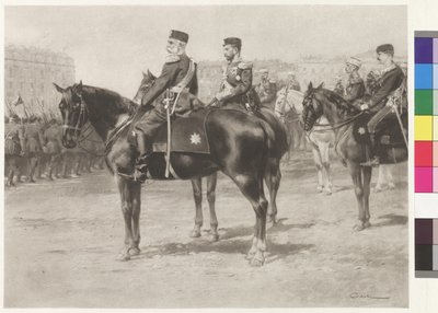 Kejsar Frans Josef I och tsar Nikolaus II vid paraden på Champ-de-Mars i S:t Petersburg av Wilhelm Gause