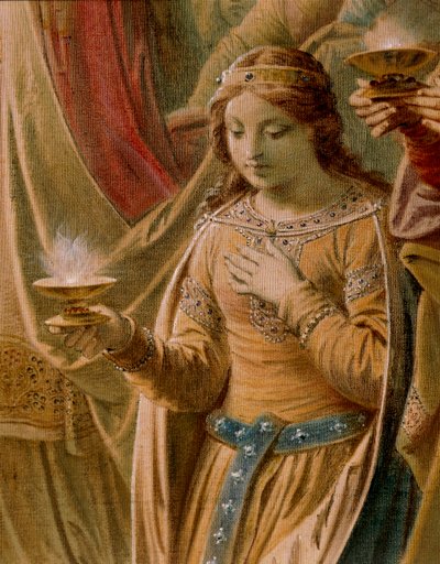 The Miracle of the Grail, från Lohengrin Saga, Salon (olja på duk) (detalj av 419256) av Wilhelm Hauschild