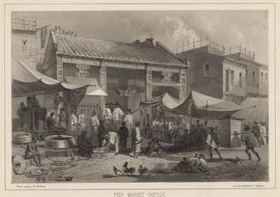Fiskmarknaden Canton, 1855 av Wilhelm Joseph Heine