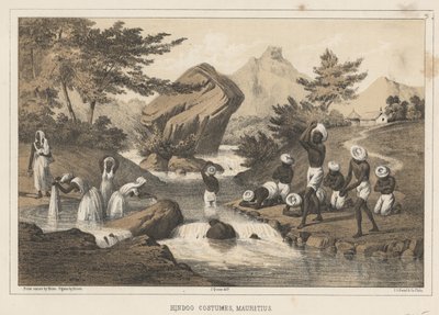 Hindu kostymer, Mauritius, 1855 av Wilhelm Joseph Heine