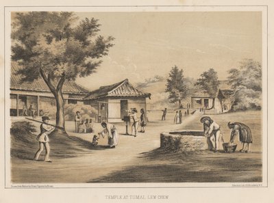 Templet i Tumai, Lew Chew, 1855 av Wilhelm Joseph Heine