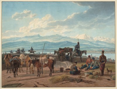 Ryska kosackernas stopp, 1804 av Wilhelm Kobell Ritter von