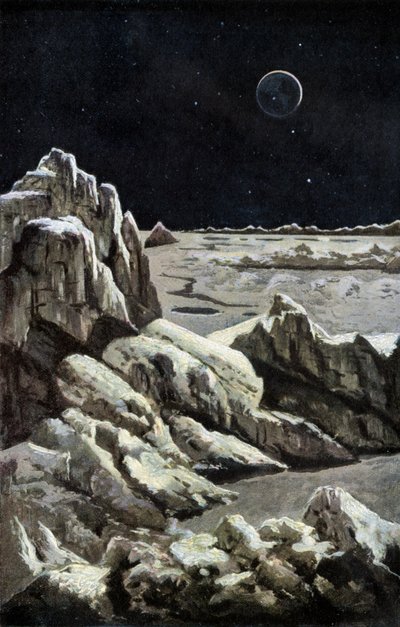 Månlandskap, ca 1880 (gravyr) av Wilhelm Kranz