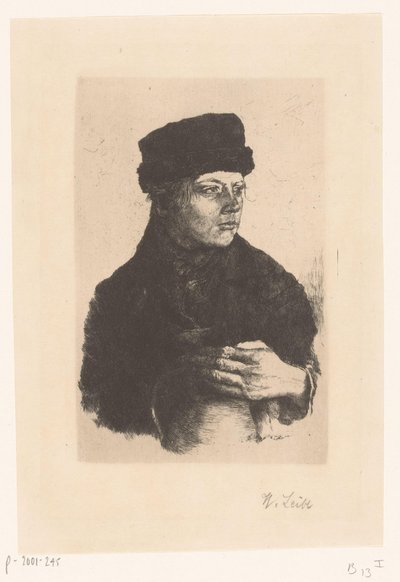 Bondpojke med kanna av Wilhelm Maria Hubertus Leibl (signed by artist)