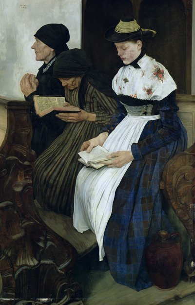 Tre kvinnor i kyrkan, 1882 av Wilhelm Maria Hubertus Leibl