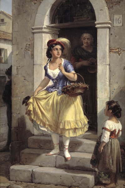 En italiensk kvinna på väg till karnevalen av Wilhelm Marstrand