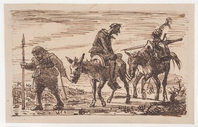 Den misshandlade Don Quijoten tas hem av Wilhelm Marstrand