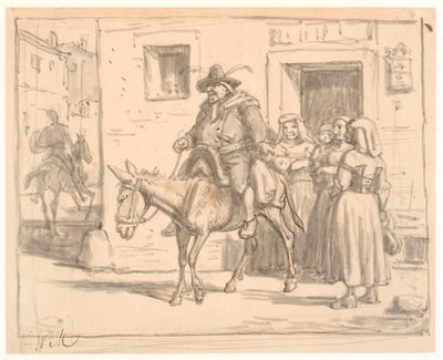 Don Quijote och Sancho Panza lämnar krogen av Wilhelm Marstrand