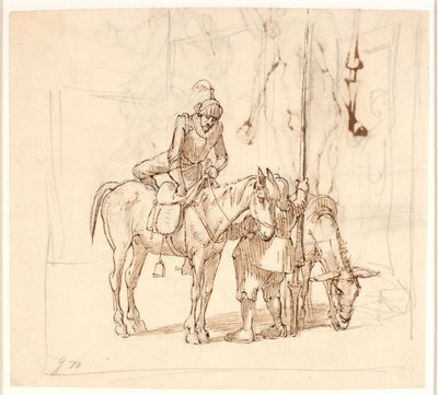 Don Quijote kliver upp på sin häst av Wilhelm Marstrand