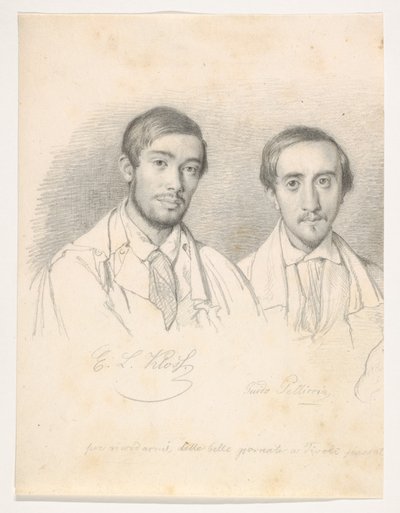 Dubbelporträtt av konstnärerna E. F. Kloss och G. Pellicia av Wilhelm Marstrand