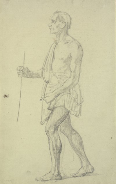 Figurstudie. Stående man i profil till vänster av Wilhelm Marstrand