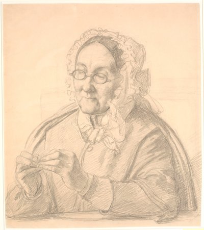 Gammal dam som trampar en synål av Wilhelm Marstrand