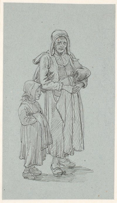 Gammal svensk fru och liten flicka av Wilhelm Marstrand
