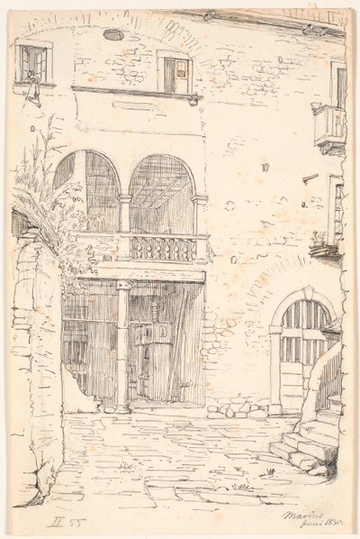 Gård med del av en pelargång av Wilhelm Marstrand