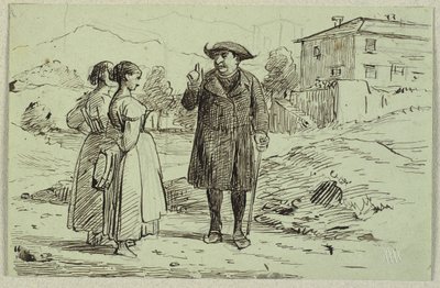 Italiensk scen med två kvinnor och en pappa av Wilhelm Marstrand