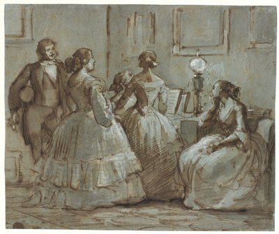 Köpenhamns sociala scen som spelar musik av Wilhelm Marstrand