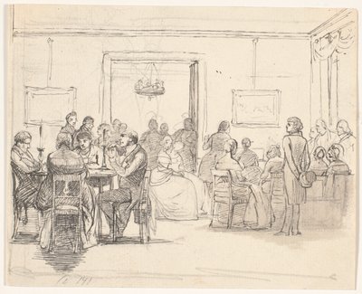 Köpenhamns samhällsscen, t.v. kortspelare, d.v.s. musik spelas där av Wilhelm Marstrand