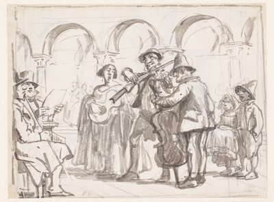 Musikern på Marcus Square, Venedig av Wilhelm Marstrand