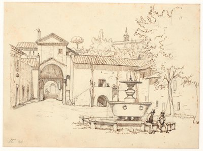 Romersk innergård med fontän av Wilhelm Marstrand