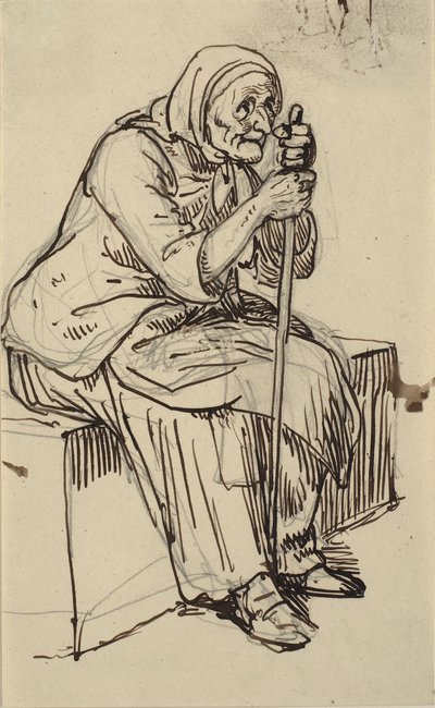 Sitter gammal kvinna av Wilhelm Marstrand