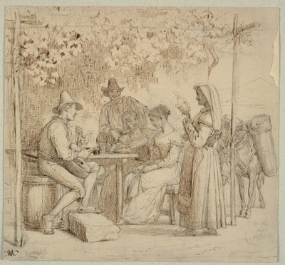 Utanför en ostaffär av Wilhelm Marstrand