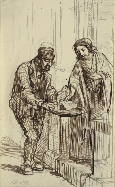 Ung dam och fiskhandlare av Wilhelm Marstrand