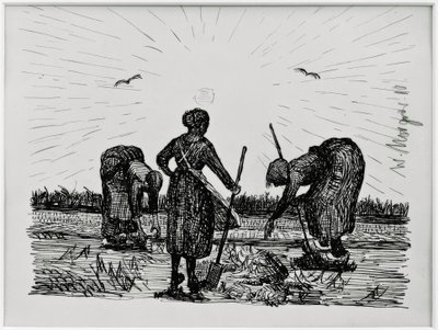 Tre kvinnor på fältet av Wilhelm Morgner