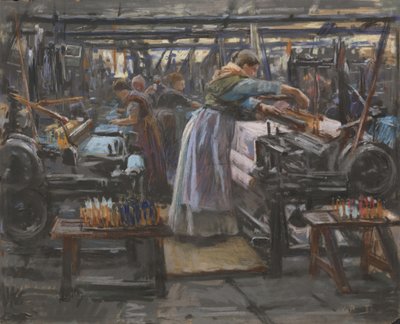 Interiör från Hjula väveri av Wilhelm Peters