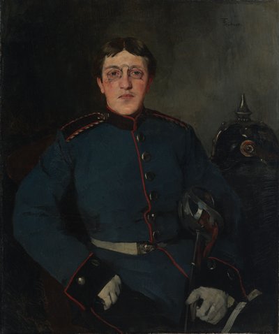 Porträtt av ettårige frivillige dragonen Max Höpfner av Wilhelm Trübner