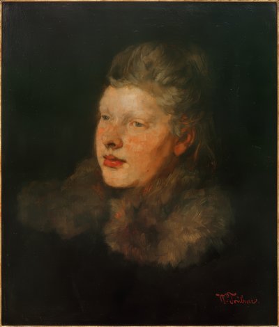 Blond med päls av Wilhelm Trübner