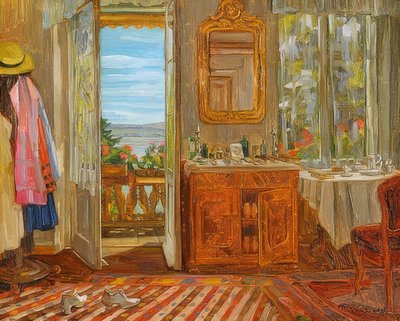 Interiör på Starnbernger See. 1912 av Wilhelm Trübner