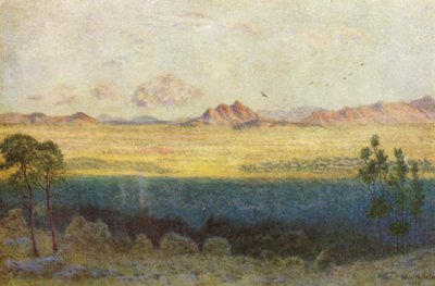 Den blå skuggan, vy från Rhodosmonumentet (färglitografi) av Wilhelm Westhofen