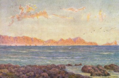 Södra delen av False Bay, med Cape Hangclip (färglitografi) av Wilhelm Westhofen