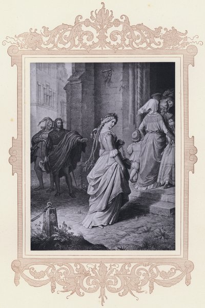 Gretchen, går till kyrkan (litho) av Wilhelm von (after) Kaulbach