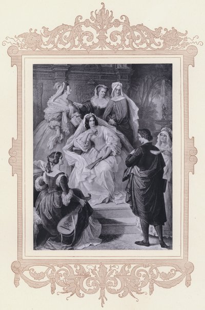 Leonore, Torquato Tasso (litho) av Wilhelm von (after) Kaulbach