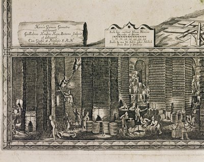 Die Salzminen von Wieliczka bei Krakau erzeugten etwa ein Drittel des Einkommens der polnischen Könige (Gravur) von Willem (c.1597-1660) Hondius