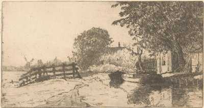 Hus på vattnet i Binckhorst i Haag av Willem Adrianus Grondhout (signed by artist)