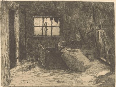 Interiör av en lada av Willem Adrianus Grondhout (signed by artist)