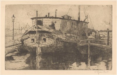 Laakhaven i Haag av Willem Adrianus Grondhout (signed by artist)