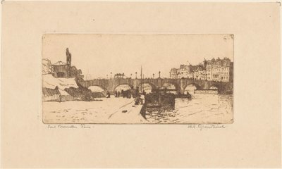 Pont de la Tournelle i Paris av Willem Adrianus Grondhout (signed by artist)