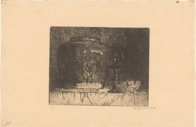 Stilleben med ingefärsburk, vinglas och skål av Willem Adrianus Grondhout (signed by artist)