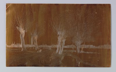 Pilar på diket vid Binckhorstlaan i Haag av Willem Adrianus Grondhout (signed by artist)